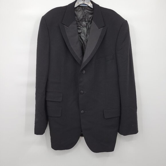 Kenzo Men Black 100% Wool Collar Button Down Long Sleeve Blazer Medium